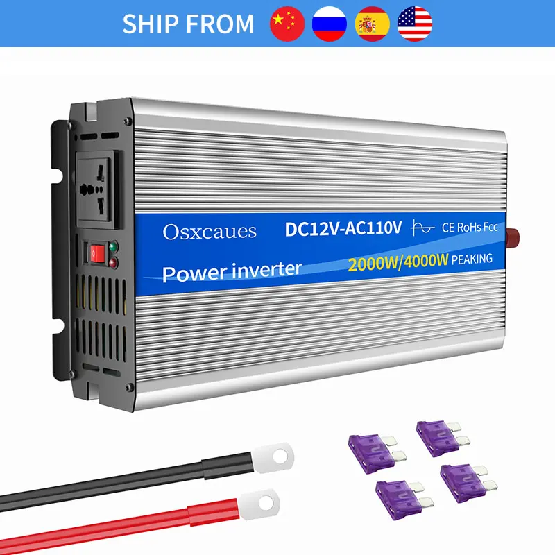 MADOUD 2000W 2500W Power Inverter Pure Sine Wave DC 12V 24V to AC 110V 220V Peaking Power 4000w 5000w Solar Converter