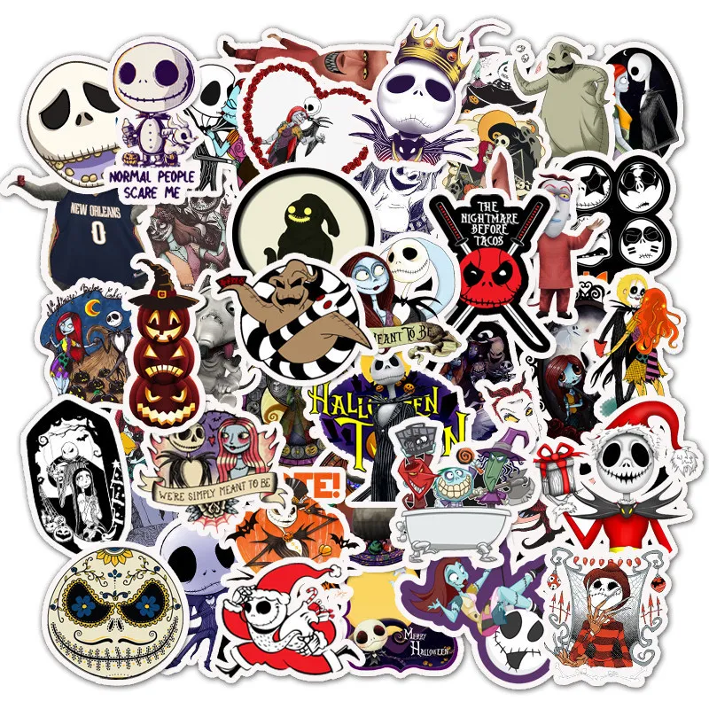 

50pcs Not Repeating Halloween Series Doodle Stickers Zombie Bride Cartoon Decorative Suitcase Guitar Notebook Waterproof Sticker