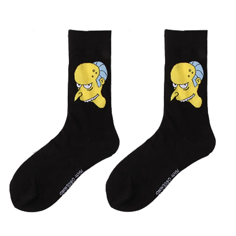 Персональные Новые забавные длинные хлопковые носки с героями мультфильма Симпсоны, Мужские осенние счастливые носки, Харадзюку, хип-хоп носки - Цвет: 2