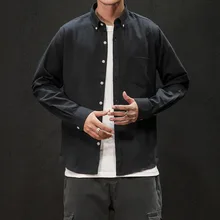 Сплошной равномерный цвет Мужская Рабочая Рубашка с длинным рукавом розовый белый черный флот повседневная одежда на пуговицах