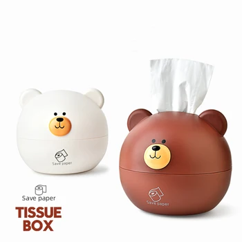 

Cartoon Tissue Box Animal Car Paper Storage Container Round Shaped Bear Towel Napkin Holder Baby Wipes Box Home Tissue Holder