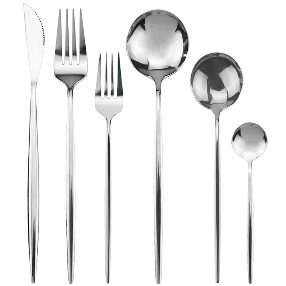 24Pcs Silver 4 набора 24 шт красочные столовые приборы набор кухонной посуды набор столовых приборов из 18/10 нержавеющей стали набор ножей Десертная Вилка обеденная ложка набор - Цвет: 24Pcs Silver