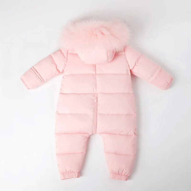 Winter Down Jackets Baby Romper Baby Boys Girls Thick Warm Hooded Jumpsuit Newborn Solid Long Sleeve Windproof Outwear 3 Colors