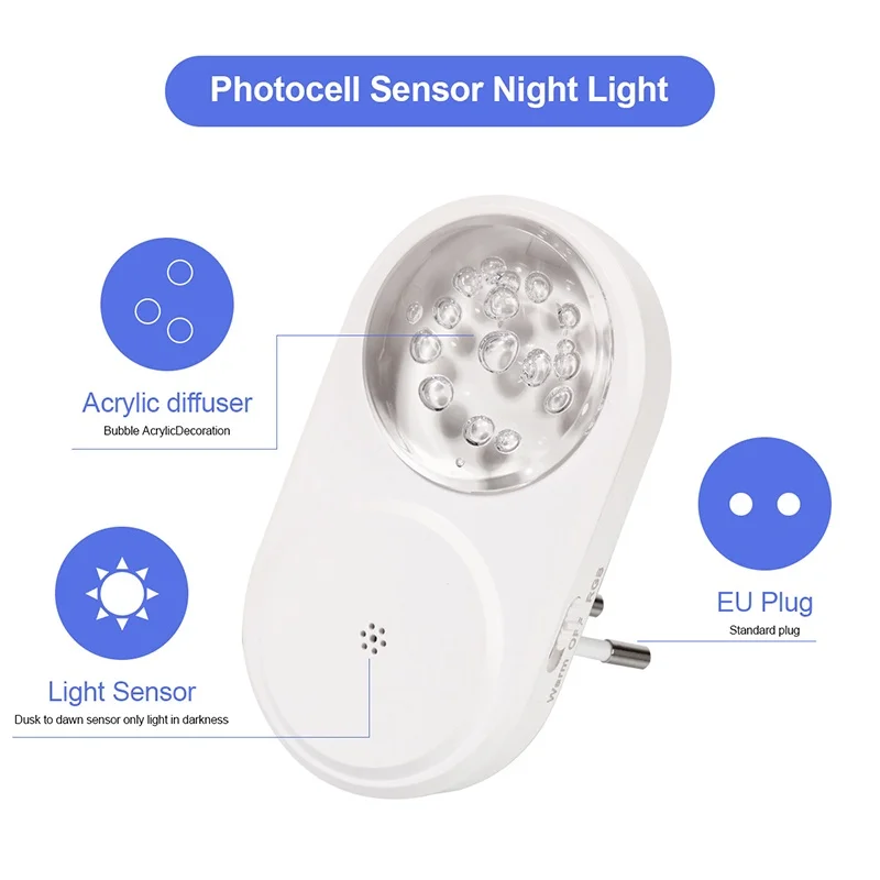 LED Night Light Wireless Light Control Sensor 7 Colors UK/US/EU Mini Lamps For Children Living Room Bedroom Lighting Night Lamp_voghion.com
