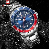 NAVIFORCE Männer Armbanduhr Top Marke Luxus Blau Wasserdicht Mann Uhr Silber Edelstahl Sport Military Quarz Männlichen Uhr 9192
