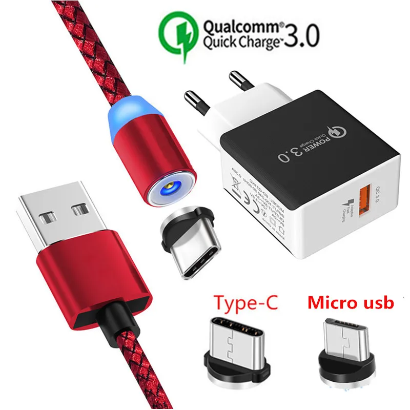 1 м Micro usb type C зарядный Магнитный USB кабель быстрое зарядное устройство для huawei p smart plus/Z honor 10i 20 y5 y6 y7 pro y9 prime