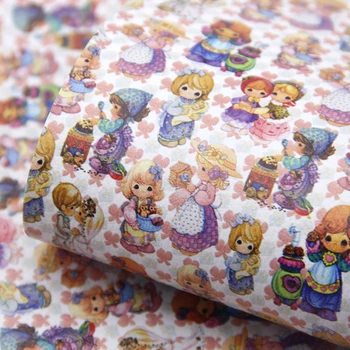 

David accessories 20*34cm Litchi Animal Girl Printed Artificial Synthetic Leather For Hair Bow DIY Projects Handbag,1Yc7046