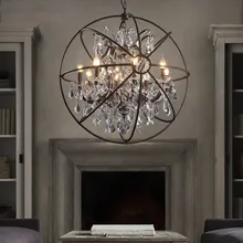 Деревенская Шарообразная люстра фермерский дом кухня Остров led Бар Свет хрустальная люстра Лофт деревенский Ретро черная круглая люстра лампа
