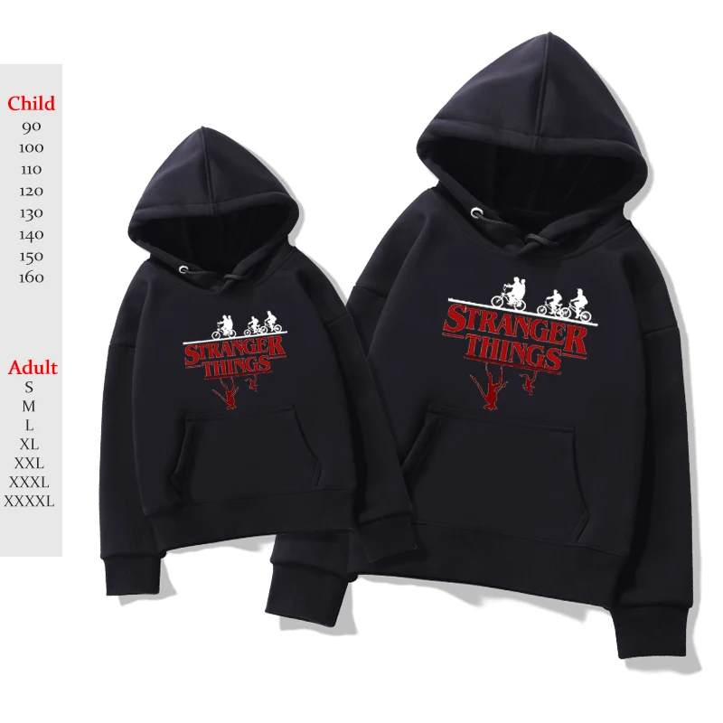 Family Matching Hoodies Clothes Stranger Things Print Hoodie Women Son Daughter Mum Dad Pullover Sweatshirt Kids Hoody Tops