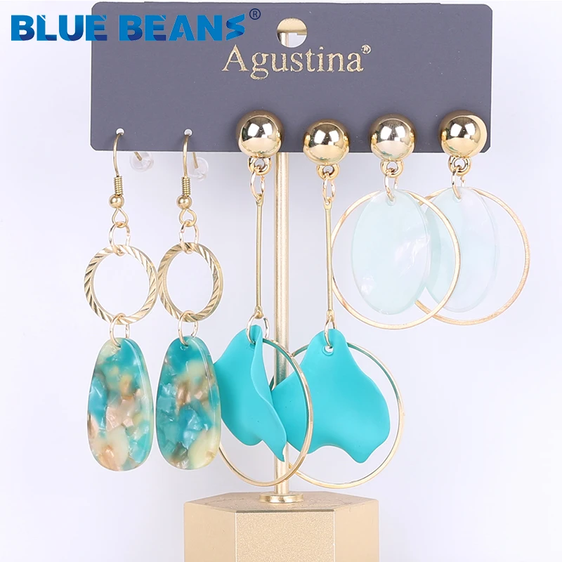 BLUE BEANS Set Earring For Women Drop Earrings Fashion Jewelry Long white Earrings Set Girls acrylic Boho Girls Dangle Earring drop earrings dangle earrings long earrings acrylic earrings