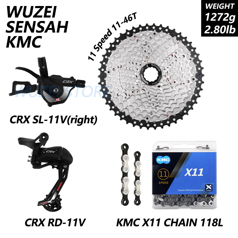 SENSAH CRX 1X11S M7000 велосипедные переключатели 11-40/42/46/50T Кассетный Маховик KMC X11 цепи Prowheel кривошипно mtb велосипеда указано - Цвет: CRX and WUZEI 11-46T