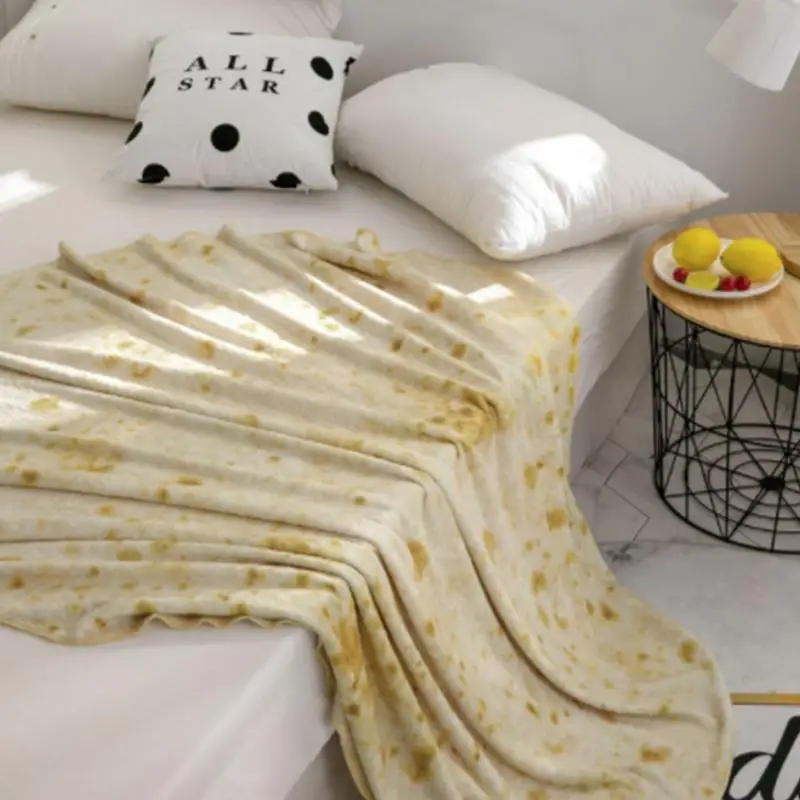 Burrito Funny Blanket Creative Blanket Throw Tortilla Texture Super Soft Fleece Throw Blanket for Office Sofa Soft Fleece Decke