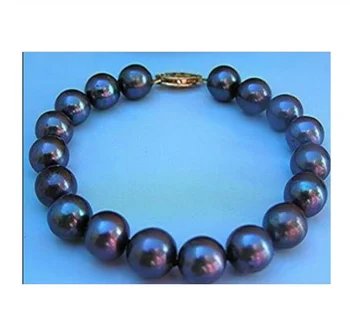 

ZCD 322+++ HOT 10-11MM TAHITIAN BLACK PEARL BRACELET 7.5 8 INCH