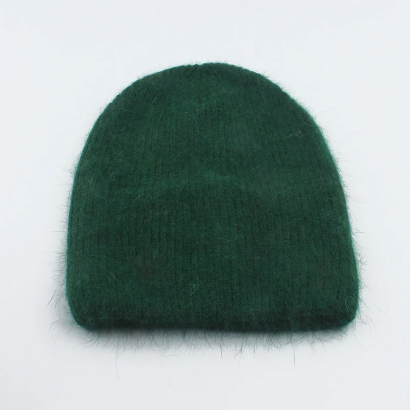 Women Autumn Winter Rabbit Fur Beanie Hats For Ladies skullies beanies Thick Knitted Warm Casual Caps 4