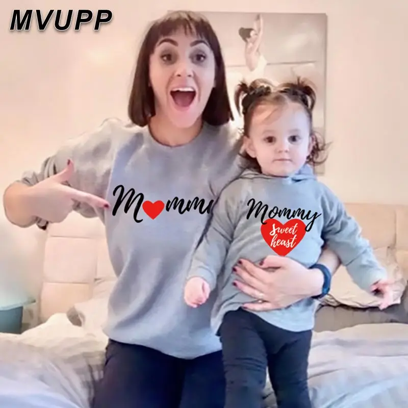Sweatheart одинаковые наряды дочь мамы милый мультяшный принт хлопок свитер комплекты для детей сестренка детская зимняя одежда