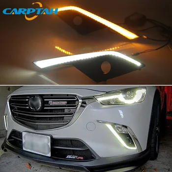 

LED Daytime Running Light For Mazda CX-3 CX3 2015 - 2018 Waterproof 12V Yellow Turn Signal Indicator Light Bumper Lamp LED DRL