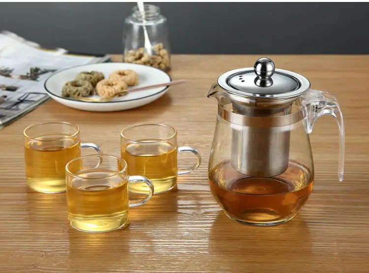 Чайник стеклянный взрывозащищенный цветочный чайный горшок из нержавеющей стали чайная чашка чайный горшок фильтр одиночный чайник чайный набор стеклянный горшок набор чайная чашка для дома