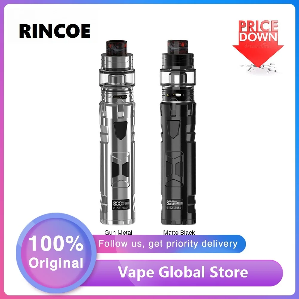 Cena Nowy oryginalny Rincoe Mechman 80W zestaw tc z e cig vape box mod i 4.5ml Mesh Tank przenośny zestaw e papierosów Vs Shogun Luxe Kit