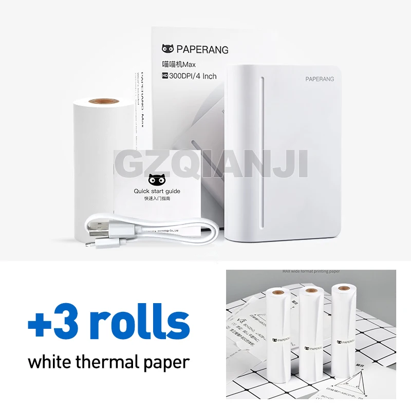 add 3 Rolls Notes Paperang C1 Max 112 мм Мини карманный фото термопринтер портативный термальный Bluetooth принтер для мобильных телефонов Android iOS Windows - Цвет: add 3 Rolls Notes