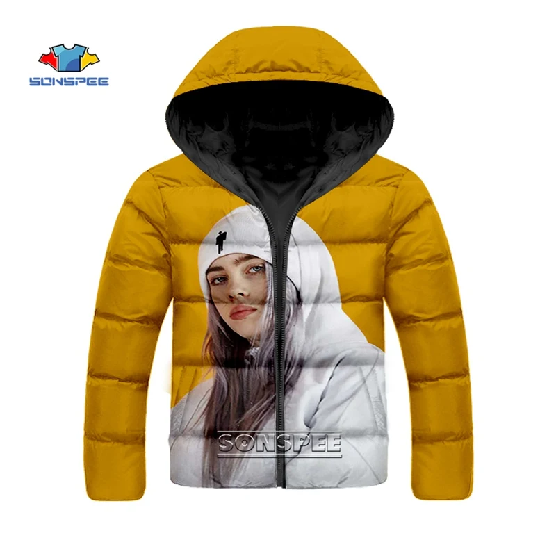 SONSPEE Billie Eilish зимняя куртка для женщин и мужчин 3D принт размера плюс кэжуал длинный рукав Уличная Толстовка Camiseta Mujer одежда C3