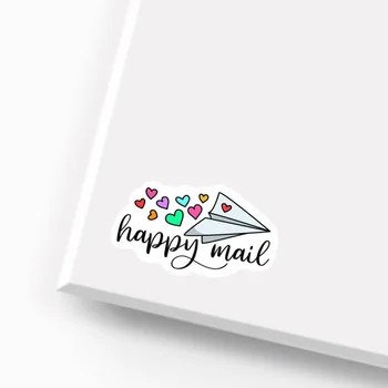

Custom Happy Mail Paper Airplane Sticker with Hearts, Small shop packaging ideas The Happiest Mail On Earth Ears