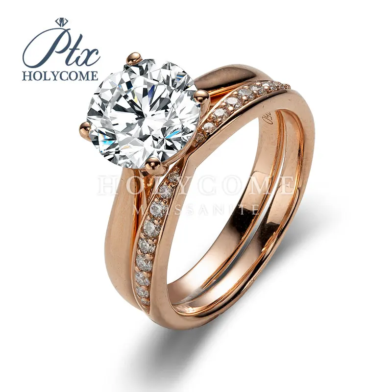 Розовое золото 18 карат прекрасный пара кольца свадебные наборы для ухода за