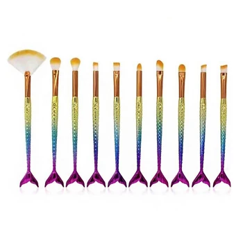 

10/11PCS Makeup Brushes Set Tools Color Fish Shape Makeup Brush Eye Shadow Foundation Blush Blending Beauty Make Up Brushes