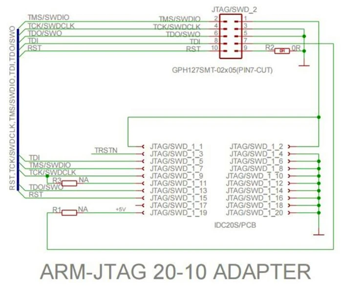 Эмулятор провода 20pin 2,54 мм до 10pin 1,27 мм JTAG 20p до 10 p-(плата массива+ линия