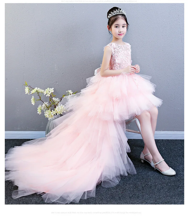 Flower Boys/Flower Girls Princess Dress Girls Puffy Yarn Children Catwalks Wedding Dress Tailing Evening Gown Host Piano Costume