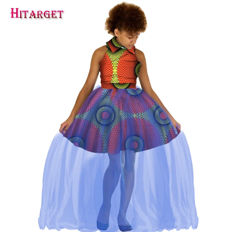 Милая хлопковая одежда в африканском стиле для девочек Детские платья с принтом Дашики Анкары, детская одежда для девочек в африканском стиле, Bazin Riche, WYT59 - Цвет: 17