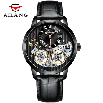 

AILANG 2020 Double Tourbillon Men Watches Leather Wrist Mechanical Watch Automatic Flying Tourbillon Watches Waterproof Relogio