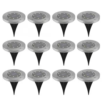

solar led light outdoor 12 Pcs 8 LED Solar Powered LED Buried Inground Recessed Light Garden Outdoor Decor Outdoor