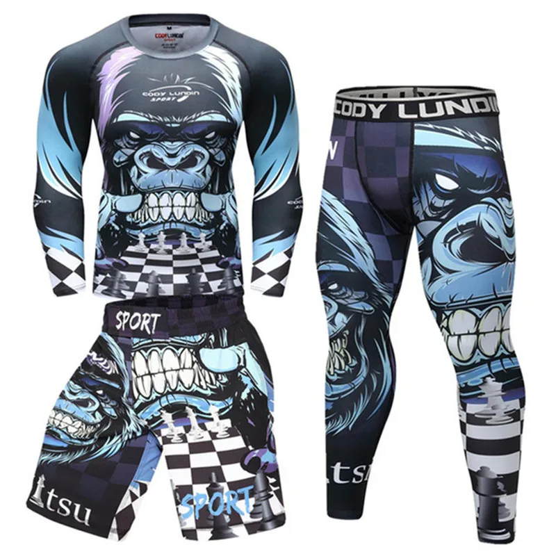 Спортивный костюм для ММА Rashguard мужчин трикотажные изделия с 3D принтом и бокса