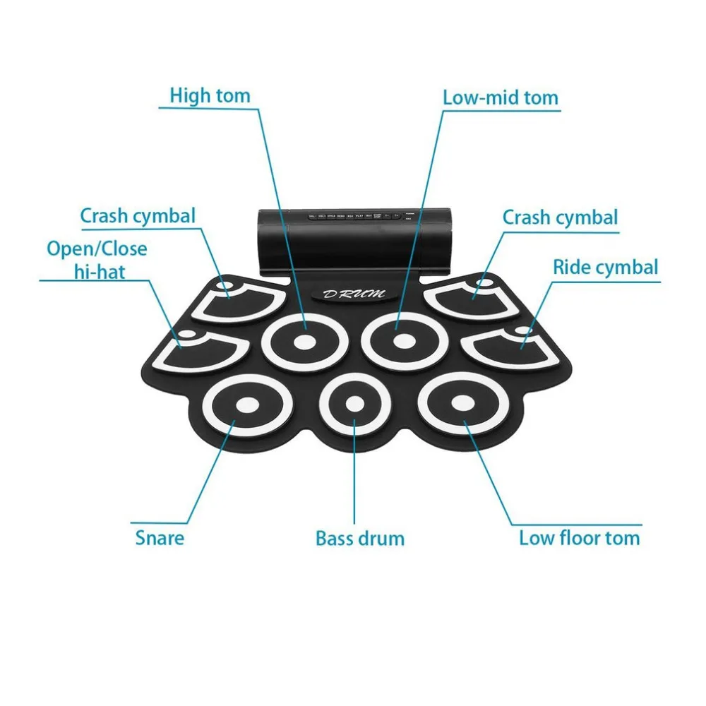 USB Electronic Drum Foldable Digital USB Drum Kit Delicate and Portable For Prenatal Education Professional Learning Beginners