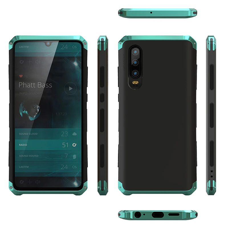 Роскошный металлический бампер чехол для Huawei P30 Pro 360 противоударный армированный