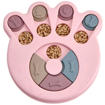 

Educational Dog Toys Dog Bowl Puppy Dog Food Dispenser Plastic Food Feeder Funny Pet Puppy Dog Training IQ Toy-Pink