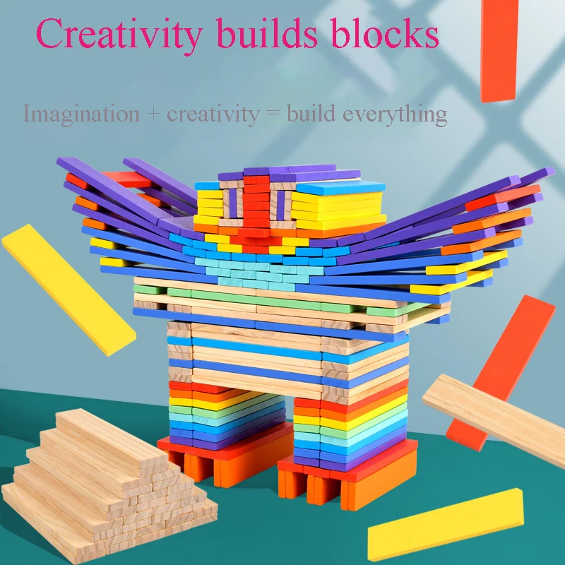 

Montessori children Archimedes building blocks to build a castle Creatively build wooden toys for long preschool children
