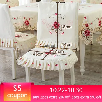 

Hot Chair Cushion Covers Set Lace Embroidered Floral Dust Proof for Home Party Wedding Decoration Free Shipping