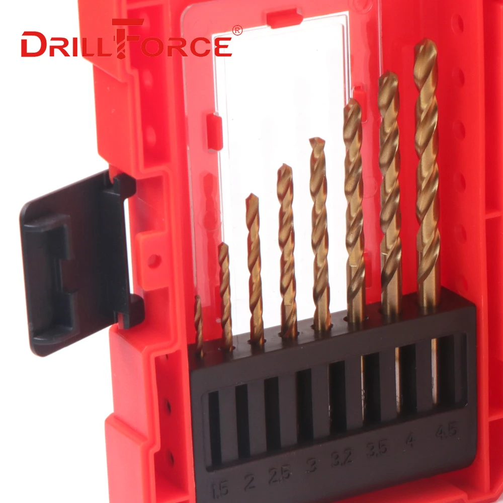 DRILLFORCE 13 шт./компл. 1,5-6,5 мм Титан сверла высокое Скорость Сталь HSS M2 Полностью массу спиральное сверло для чугунный металлический древесины