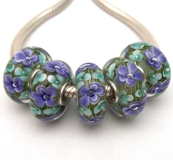 

XHYG135 5X 100% Authenticity S925 Sterling Silver Beads Murano Glass beads Fit European Charms Bracelet diy jewelry Lampwork