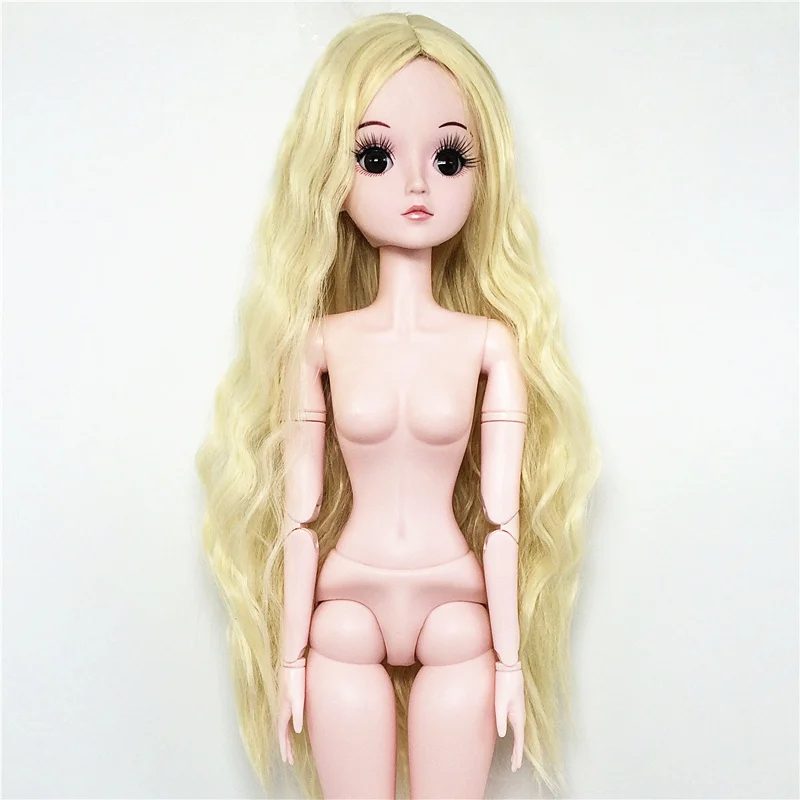 

Long Wigs 60cm 21 Movable Jointed BJD Dolls Hair 3D Eyes Eyelashes Female Naked Nude Body Dolls Toy For Girls Gift