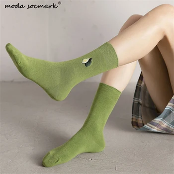 

2020 New Cute Cartoon Fruit Print 5 Colors Avocado Girls Kawaii Socks meias Korean Harajuku Embroidery Pile Heap Funny Socks