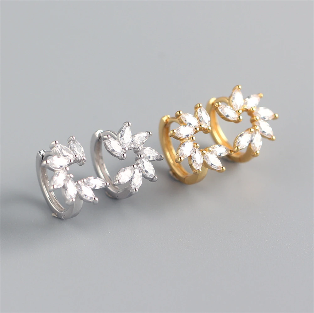 Kikichicc 100% 925 Sterling Silver 8.8mm Zircon Flower Huggies Hoops Crystal CZ Round Unique Jewelry 2020 Piercing Ohrringe