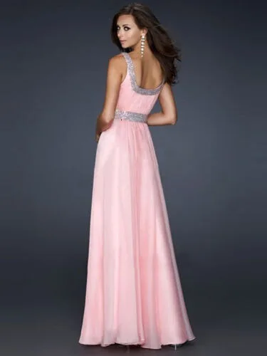 BacklakeGirls/милое розовое шифоновое платье с круглым вырезом и открытой спиной для свадебной вечеринки, длинное платье с блестками для выпускного вечера, Robe De soireue