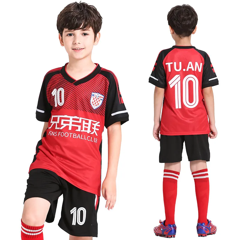Custom Kids Football Jersey Set Personalized Soccer Uniforms for Youth Boys Sports Kit image 2
