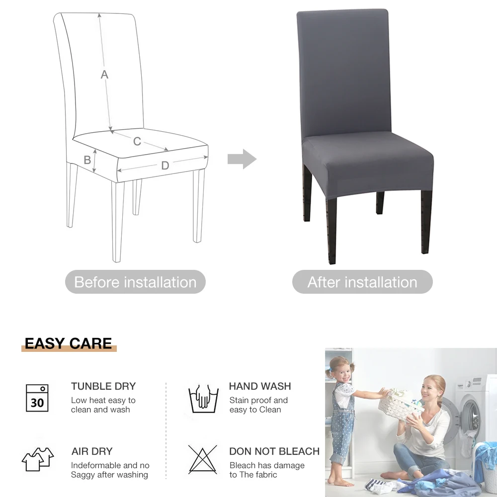 Elastic Dining Room Chair Slipcover Spandex Modern Removable