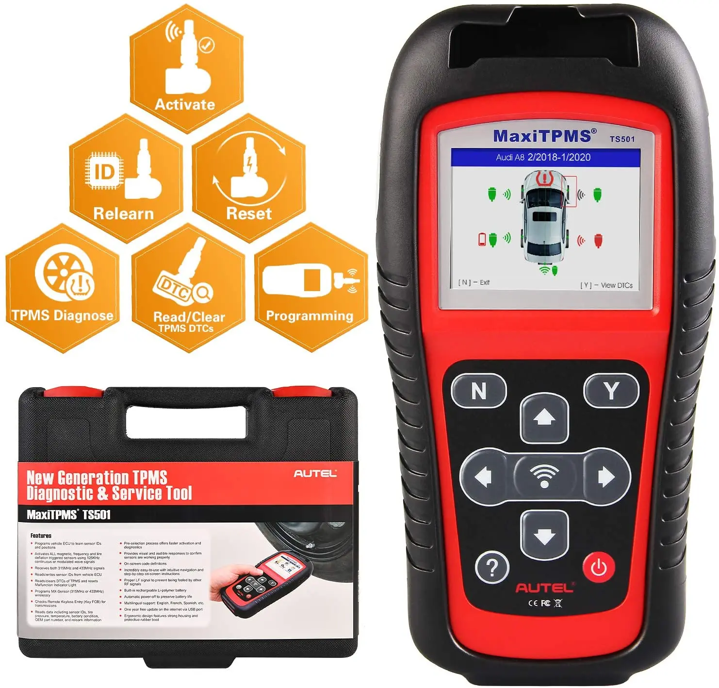 Autel TS501/TS508K TPMS Service tool S tire pressure monitoring system Reset tool Activate programing sensor and Read  DTC code