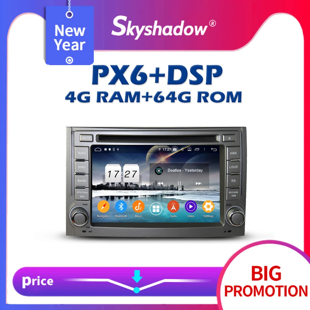 PX6 DSP IPS 2DIN Android 10 4G + 64GB Автомобильный dvd плеер для Hyundai H1 Grand Starex 2007 2012 GPS карта RDS
