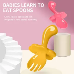 2pc bebê colher de silicone conjunto de alimentação crianças crianças infantil acessórios de alimentação colher de silicone utensílios de mesa crianças bens