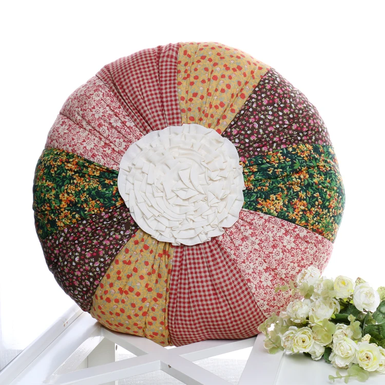 

Northern Europe pastoral handmade cloth group pillows with fat cushions pure cotton round pillows
